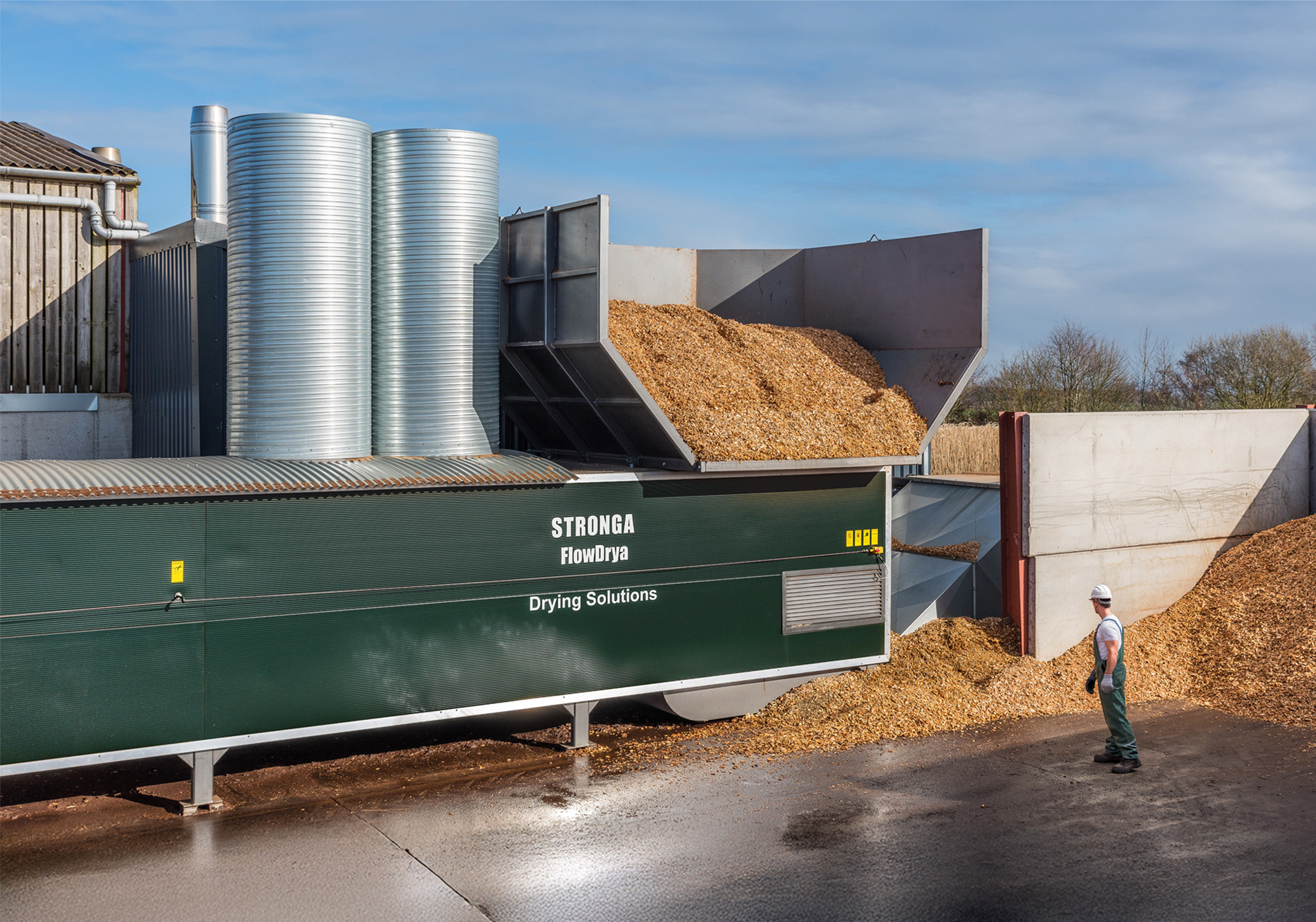 FlowDrya-Vortrocknungsanlage zur Konditionierung von Holzpelletfasern